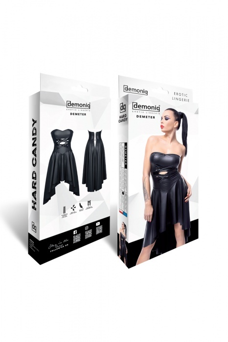 DEMONIQ Demeter sexy schwarzes Kleid aus glänzendem Material mit Schnürung Gr. S - 2XL