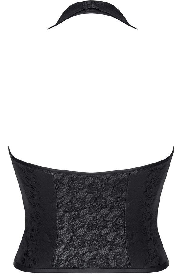 DEMONIQ Brludmila schwarzes Top mit dekorativem Muster & Zipper Gr. S - 2XL